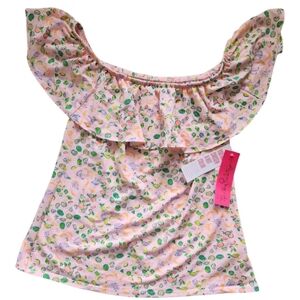 Lilly Pulitzer Off-Shoulder Pink Fruit Print Top | Size Small | NWT Summer Beach